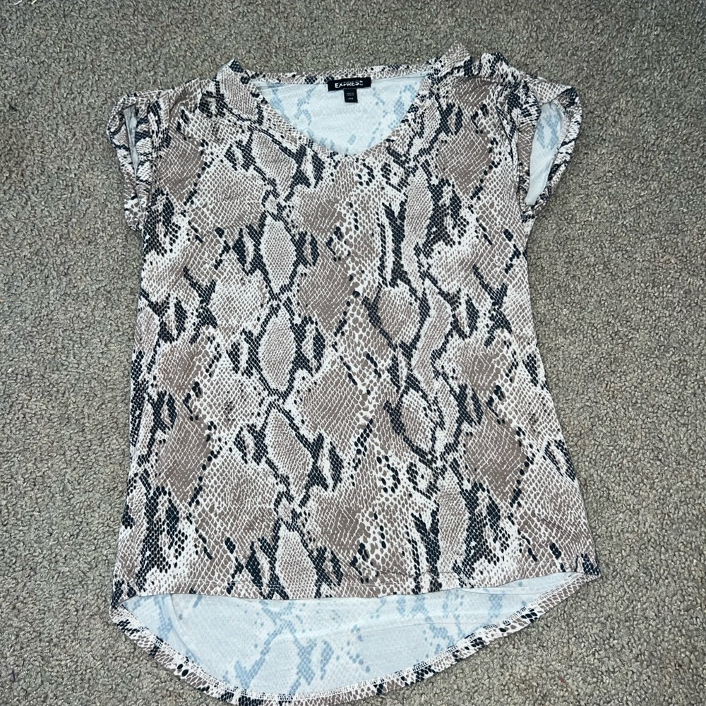 snake print dressy top/blouse express
